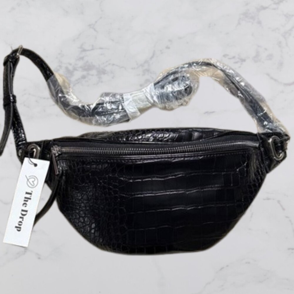 NWT The Drop Black Croc Embossed Belt Bag